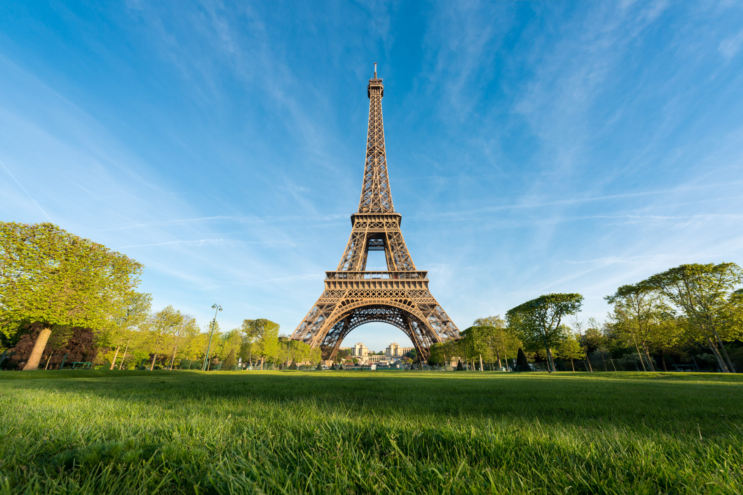Sunrise in Eiffel Tower in Paris, France. Eiffel Tower is famous place in Paris, France.